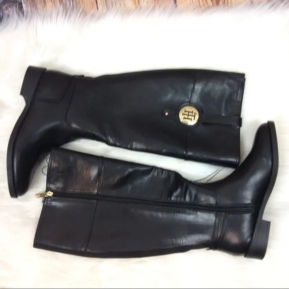 New Tommy Hilfiger Twivane Tall Riding Boots - Picture 2 of 9